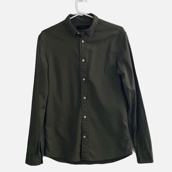 AllSaints Men’s Azur Shirt Button Down Size XS Military Green - Picture 1 of 8